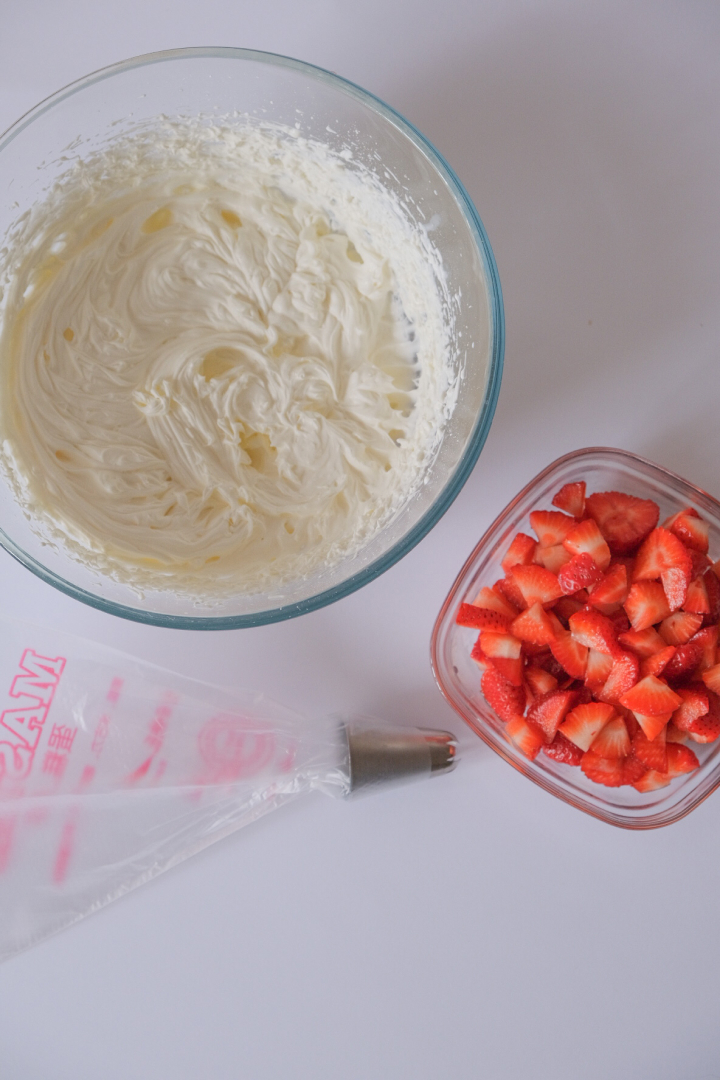 9 — cream and strawberries for decoration
